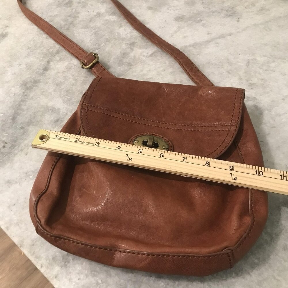 Fossil Crossbody Bag‎ Womens Brown Leather Turnlock Key Charm Pocket Organizer - Picture 11 of 11